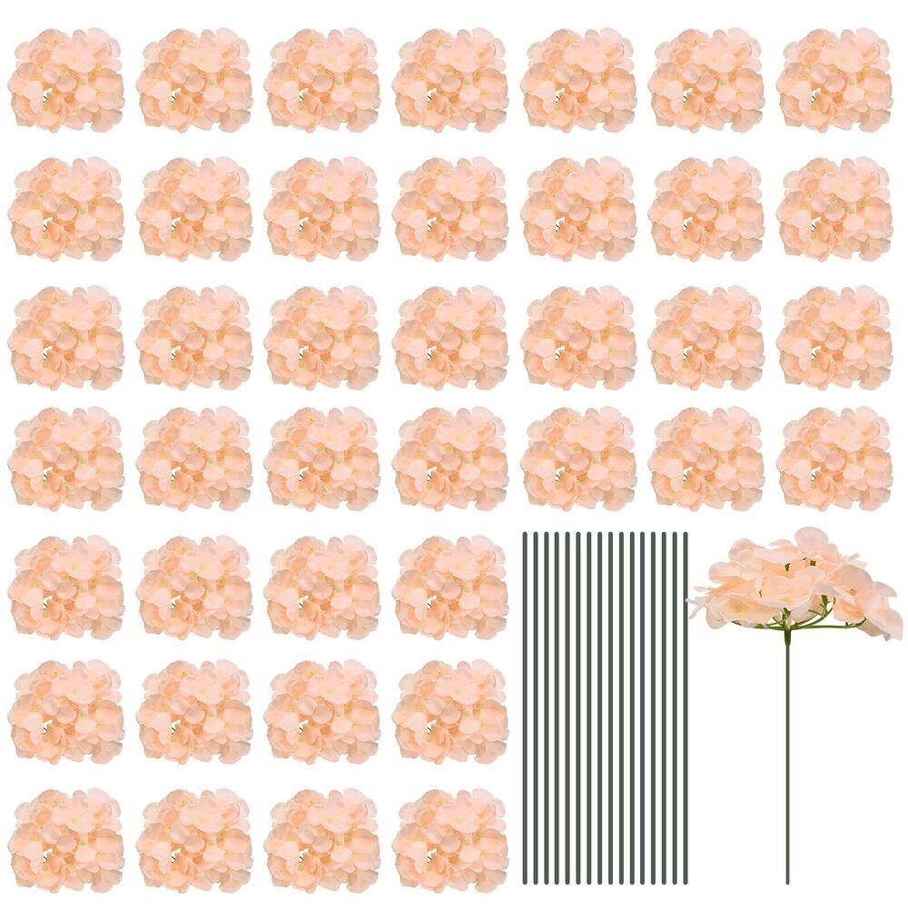 4620 Silk Artificial Hydrangea Flowers, Pale Pink Artificial Flowers Heads